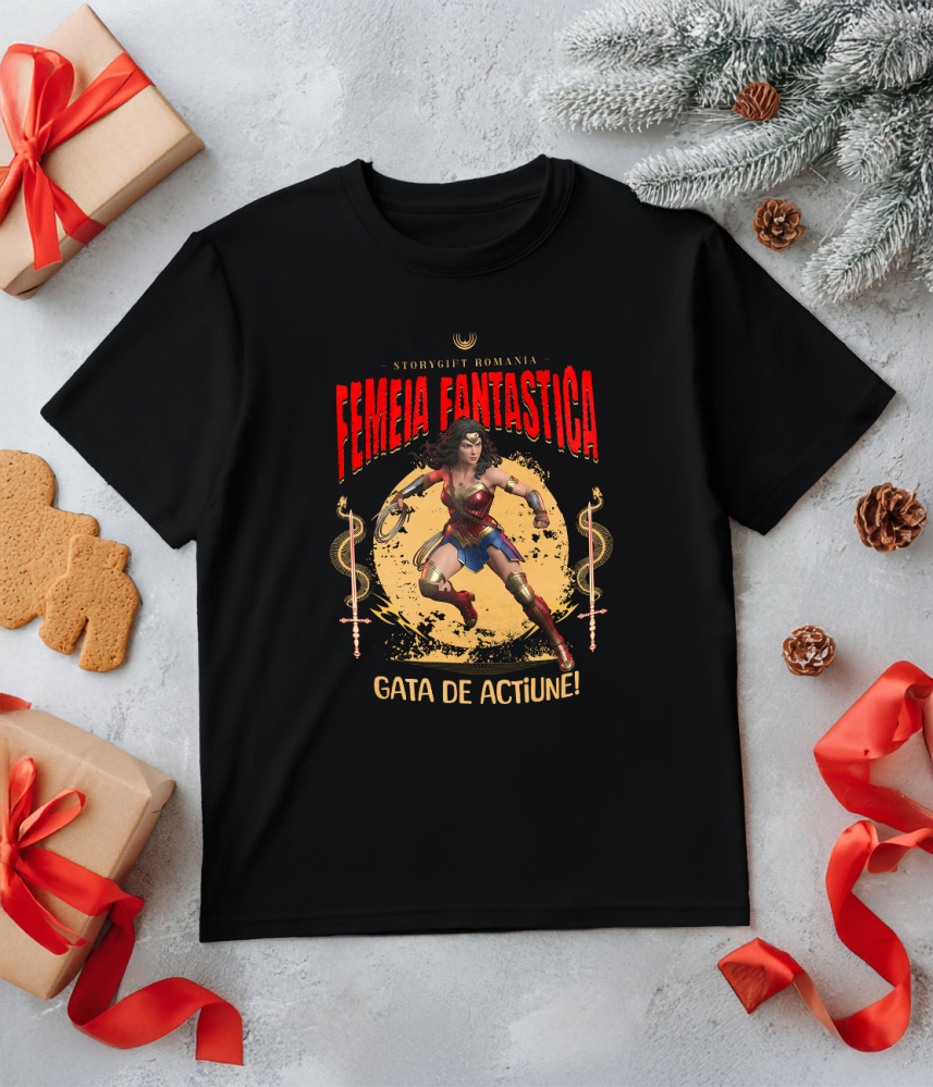Tricou Copii cu Femeia Fantastică - Magie și Acțiune Disney cu Superputeri 100% Bumbac, Negru, 12 Ani [5]