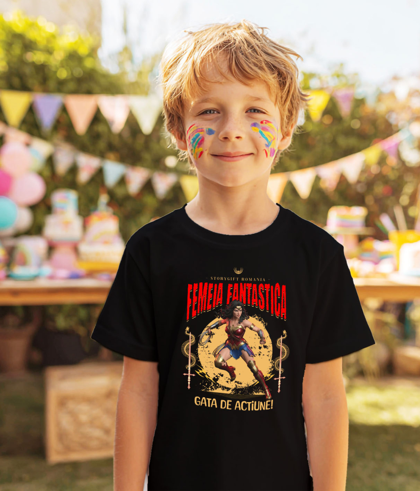 Tricou Copii cu Femeia Fantastică - Magie și Acțiune Disney cu Superputeri 100% Bumbac, Negru, 12 Ani [4]
