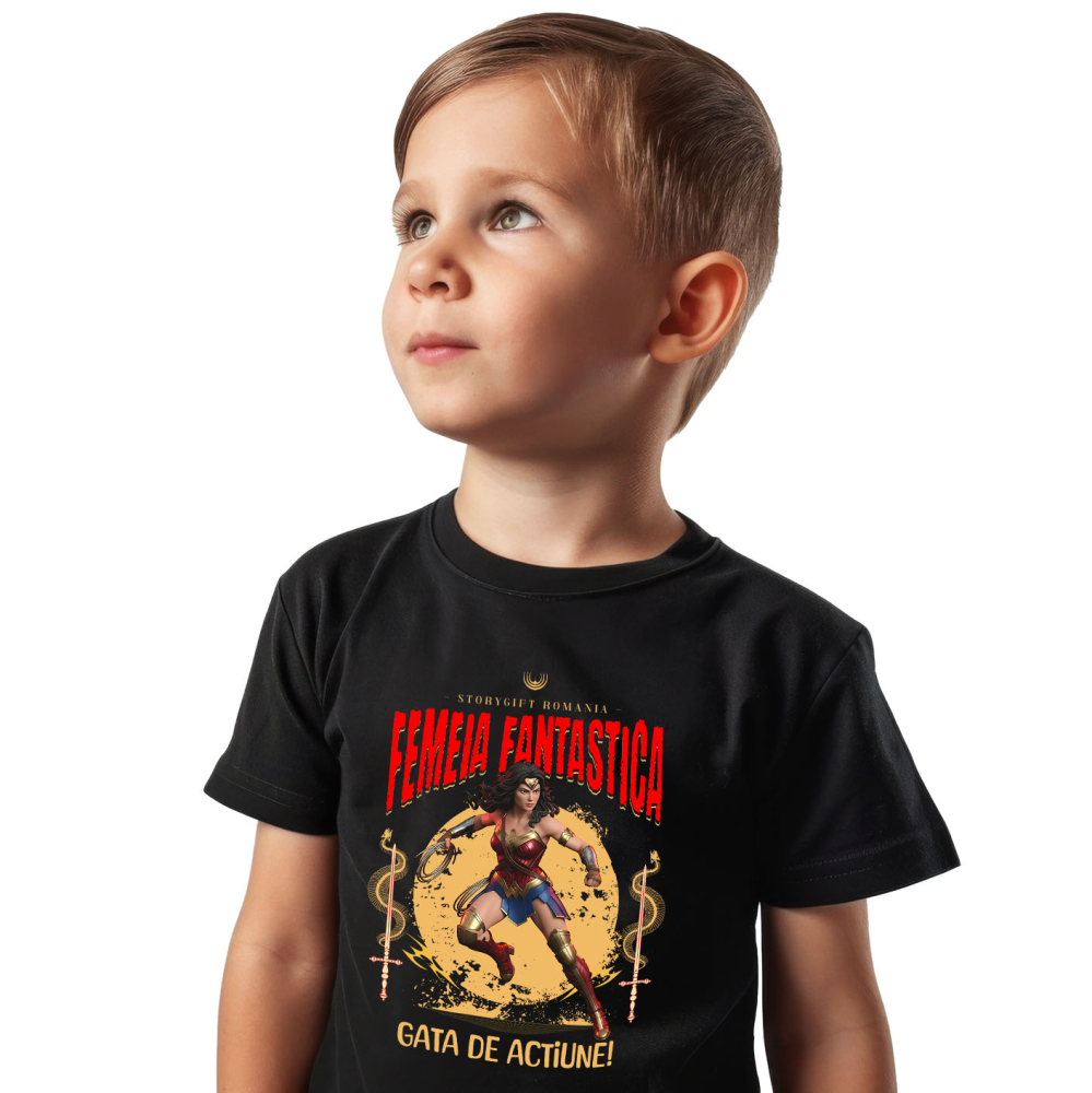 Tricou Copii cu Femeia Fantastică - Magie și Acțiune Disney cu Superputeri 100% Bumbac, Negru, 12 Ani [2]