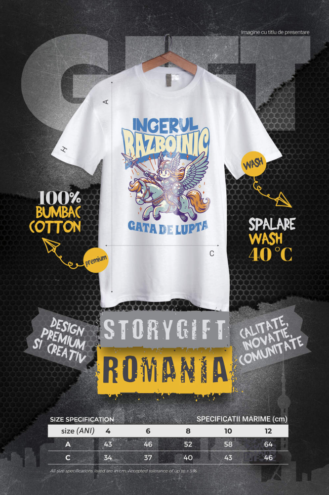 Tricou Femei, Barbati, Copii, Fata, Baiat, Unisex Personalizat Îngerul Războinic pe Cal - Jucărie cu Armură de Fier pentru Copii, Gata de Luptă [4]