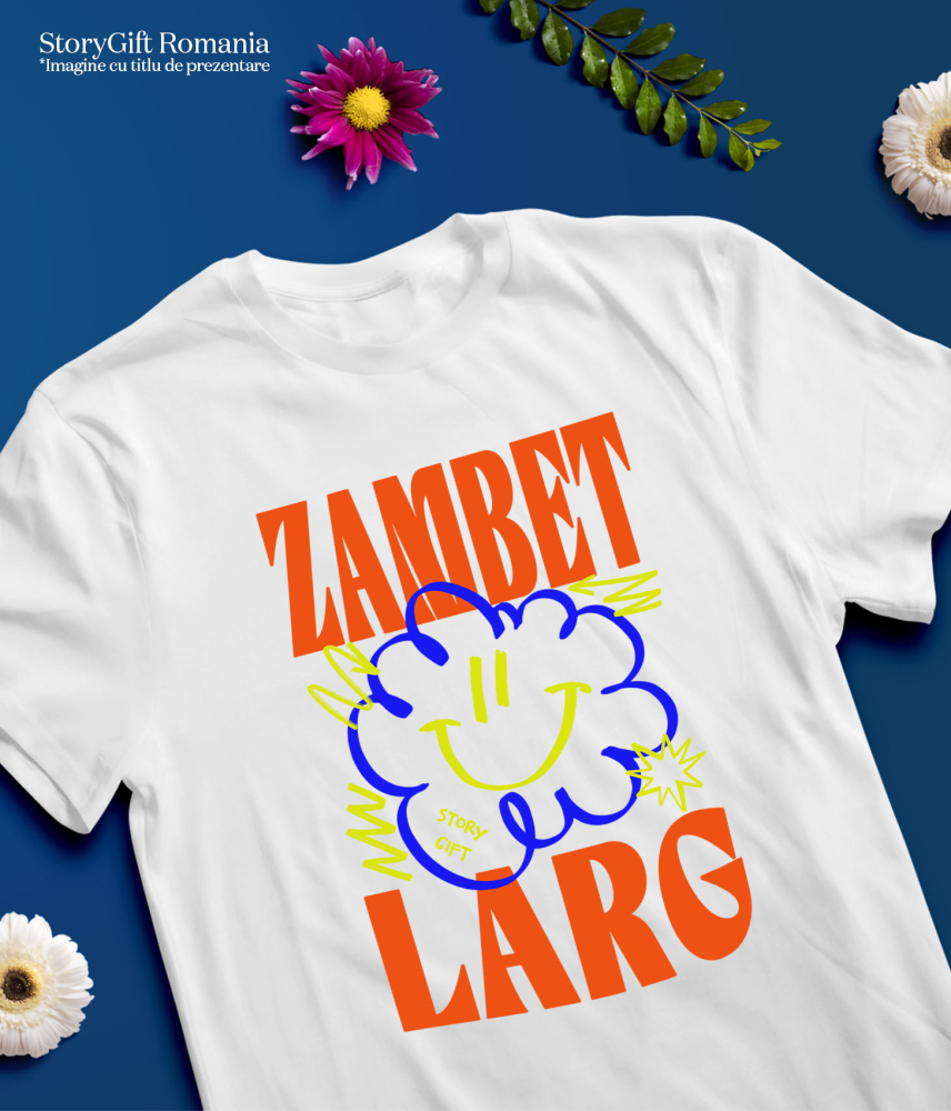 Tricou Femei, Barbati, Copii, Fata, Baiat, Unisex Personalizat Zâmbet Larg – Tricou Personalizat cu Floare Colorată și Mesaj Inspirațional [5]