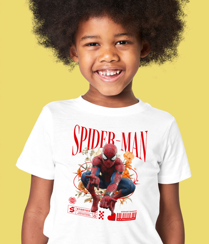 Tricou Copii cu Flori Disney și Puterea lui Spiderman 100% Bumbac, Alb, 10 Ani [3]