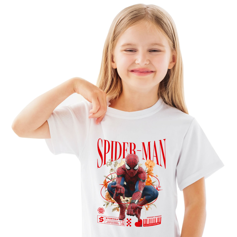 Tricou Copii cu Flori Disney și Puterea lui Spiderman 100% Bumbac, Alb, 10 Ani [2]