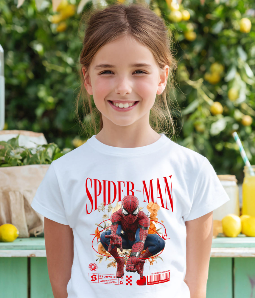 Tricou Copii cu Flori Disney și Puterea lui Spiderman 100% Bumbac, Alb, 10 Ani [4]