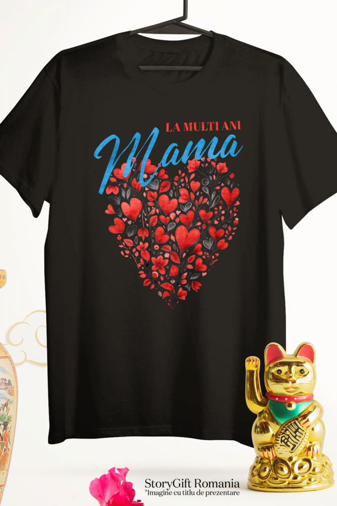 Tricou Femei, Barbati, Copii, Fata, Baiat, Unisex Personalizat Decor Inimă din Flori - „La Multi Ani Mama” | Cadou Ziua Mamei [3]