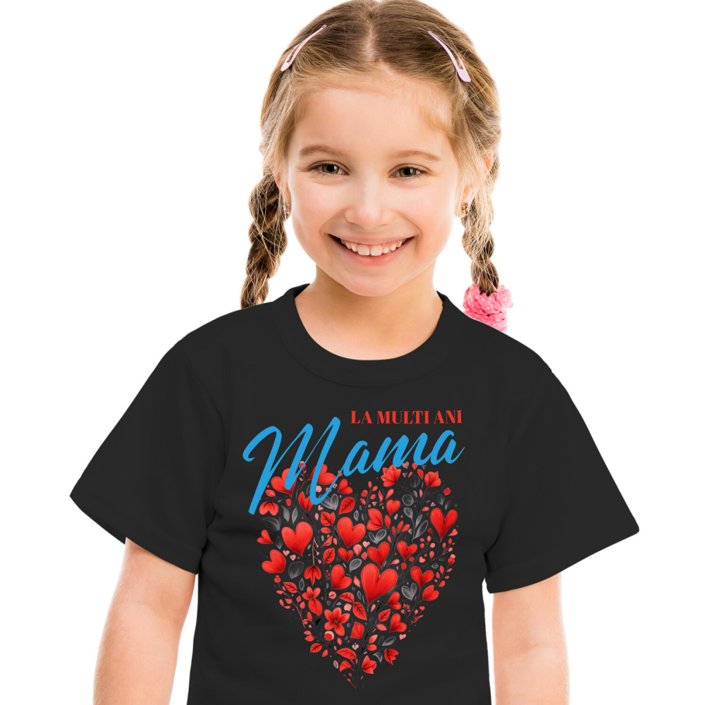Tricou Femei, Barbati, Copii, Fata, Baiat, Unisex Personalizat Decor Inimă din Flori - „La Multi Ani Mama” | Cadou Ziua Mamei [1]