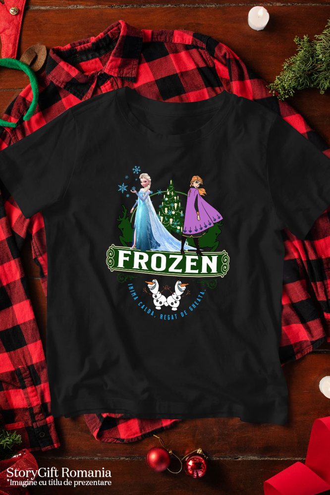 Tricou Copii cu Frozen - Printese din Regatul de Gheata 100% Bumbac, Negru, 12 Ani [5]