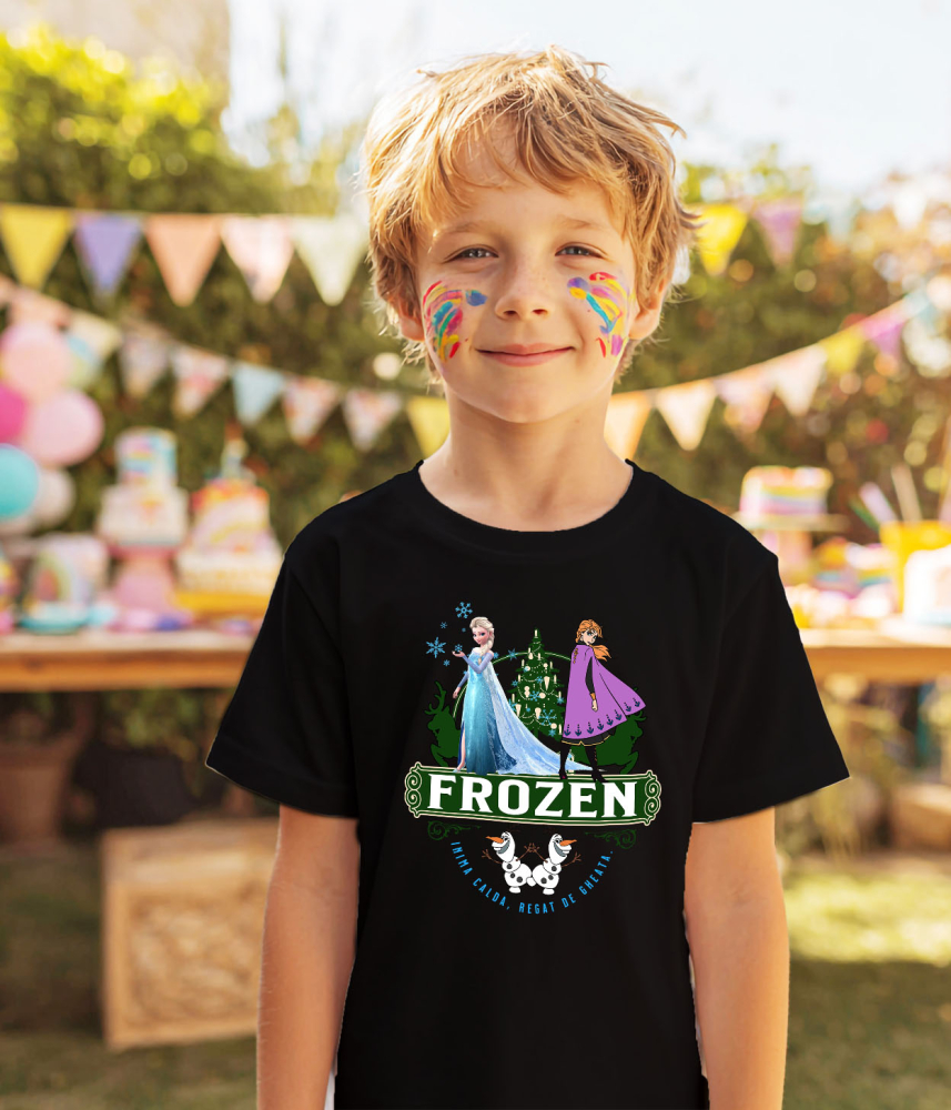 Tricou Copii cu Frozen - Printese din Regatul de Gheata 100% Bumbac, Negru, 12 Ani [4]