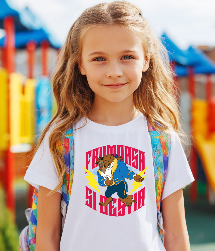 Tricou Copii cu Frumoasa si Bestia - O Poveste in Ritmul Dansului 100% Bumbac, Alb, 10 Ani [3]