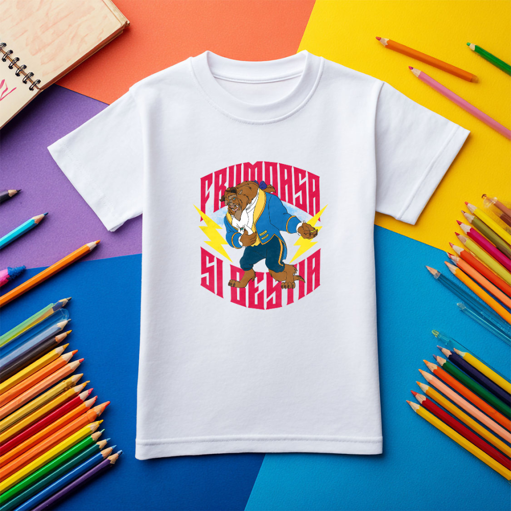 Tricou Copii cu Frumoasa si Bestia - O Poveste in Ritmul Dansului 100% Bumbac, Alb, 10 Ani [5]