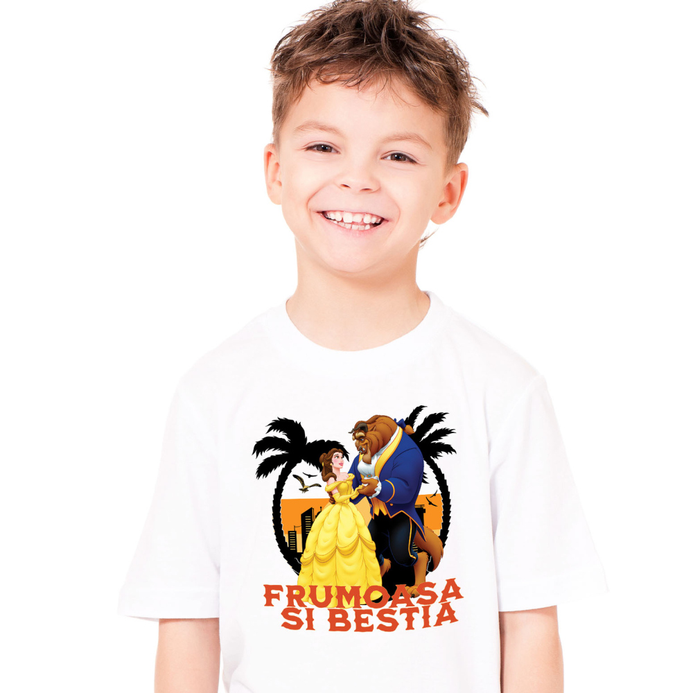Tricou Copii cu Frumoasa si Bestia - Sub Magia Dansului 100% Bumbac, Alb, 12 Ani [2]