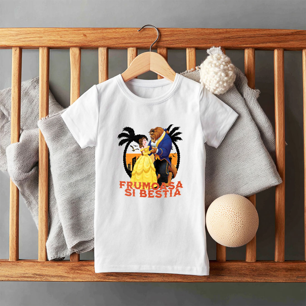 Tricou Copii cu Frumoasa si Bestia - Sub Magia Dansului 100% Bumbac, Alb, 12 Ani [5]