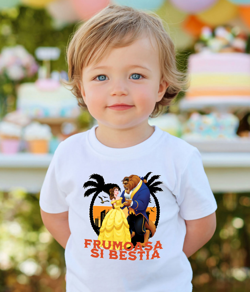 Tricou Copii cu Frumoasa si Bestia - Sub Magia Dansului 100% Bumbac, Alb, 12 Ani [4]