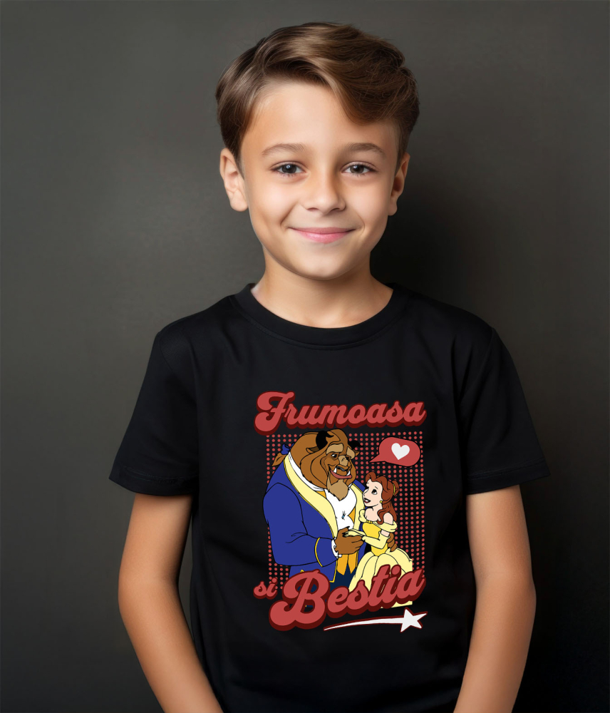 Tricou Copii cu Frumoasa si Bestia - Vraja unei Seri de Bal 100% Bumbac, Negru, 12 Ani [4]