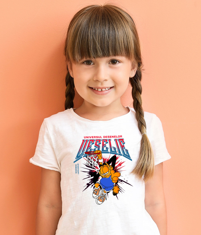 Tricou Copii cu Garfield campion la aruncari 100% Bumbac, Alb, 6 Ani [4]
