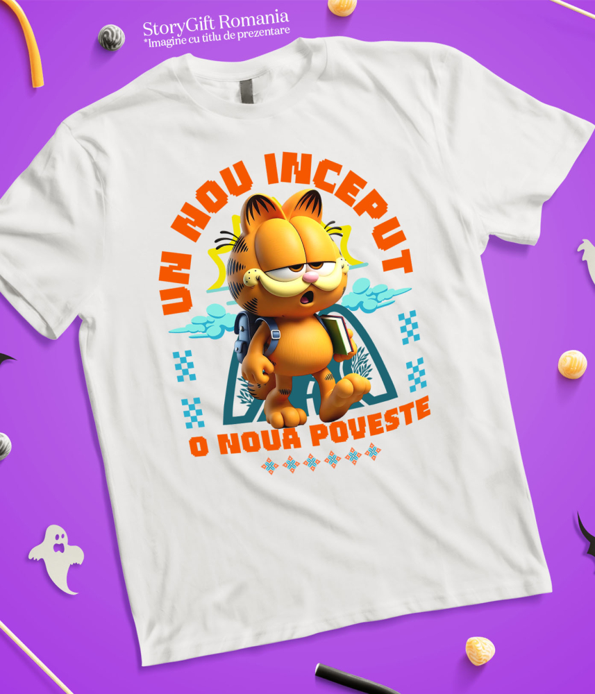 Tricou Copii cu Garfield – Primii Pași Spre Cunoaștere Cu Mult Umor 100% Bumbac, Alb, 6 Ani [5]