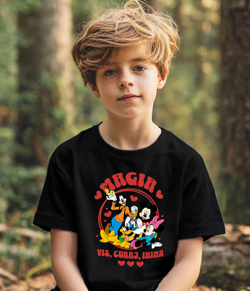 Tricou Copii cu Gasca Mickey Mouse – Impreuna Suntem Puternici 100% Bumbac, Negru, 10 Ani [3]