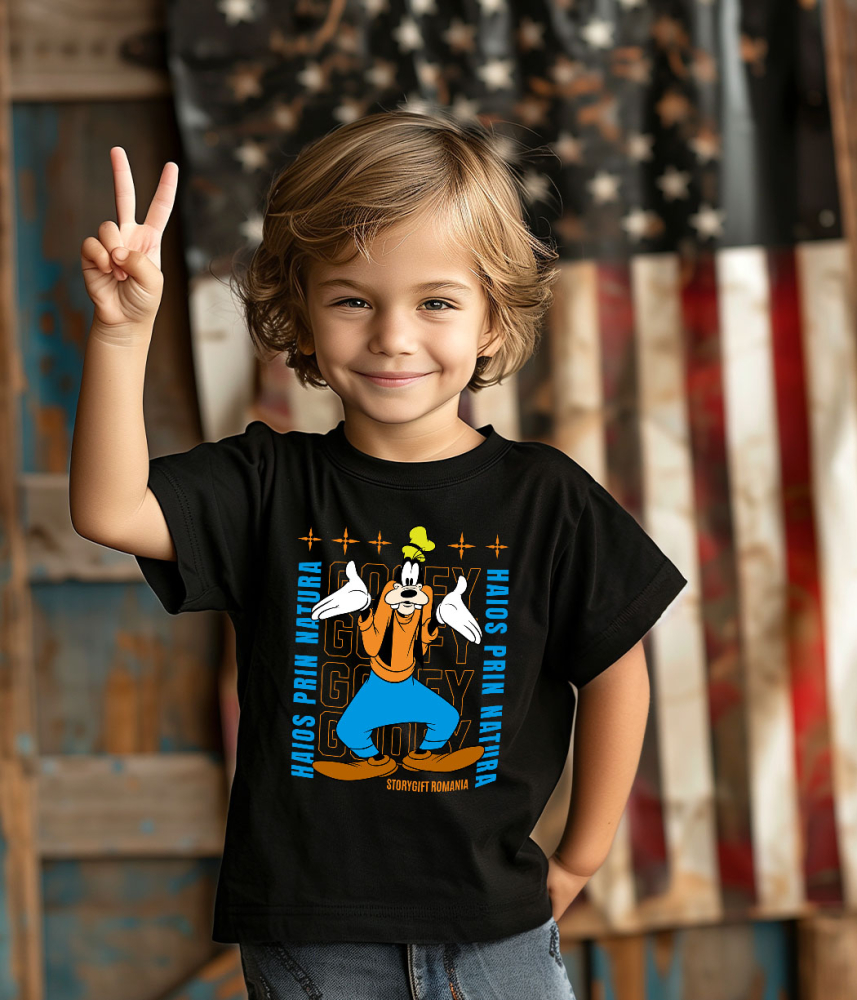 Tricou Copii cu Goofy si Povesti de Neuitat 100% Bumbac, Negru, 10 Ani [3]