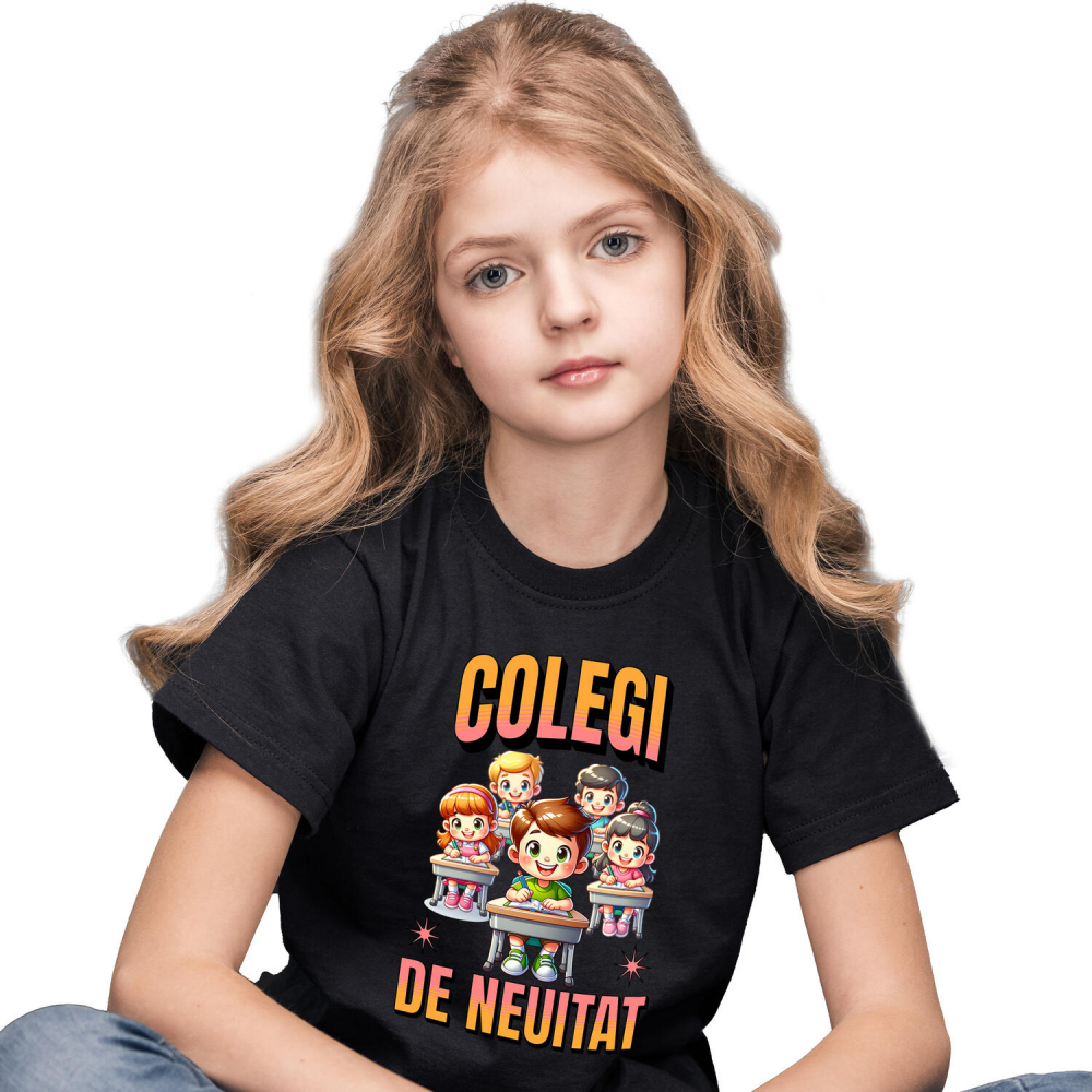Tricou Femei, Barbati, Copii, Fata, Baiat, Unisex Personalizat Grup Elevi Veseli în Bănci - Colegi de Neuitat și Prietenie în Școală [1]