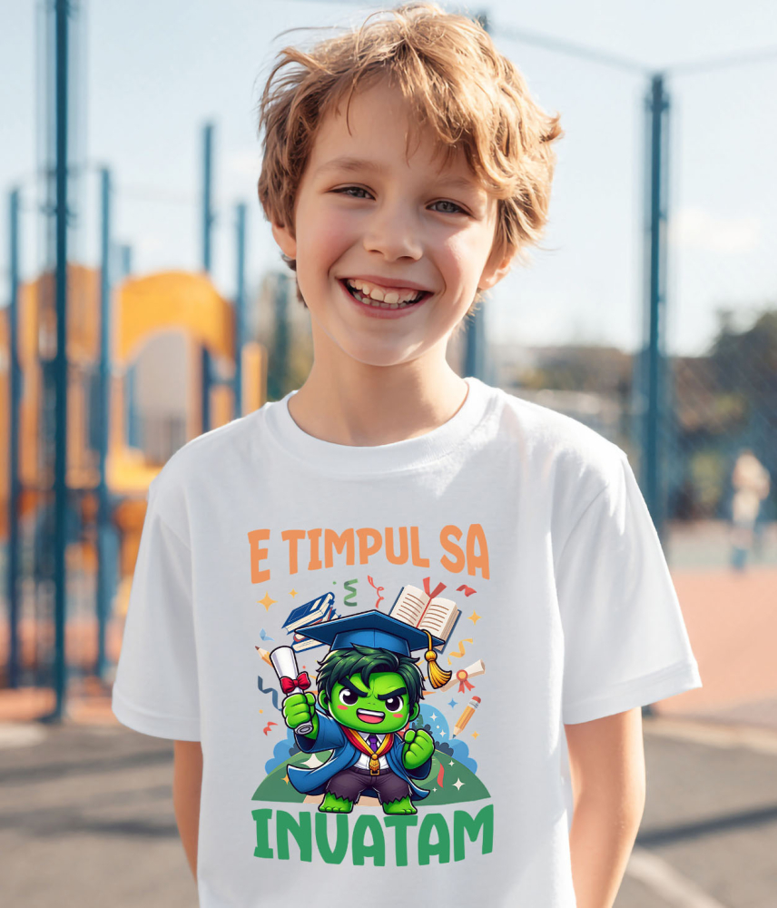 Tricou Copii cu Hulk: Invata si Zambeste in Aventuri Superputernice 100% Bumbac, Alb, 10 Ani [3]