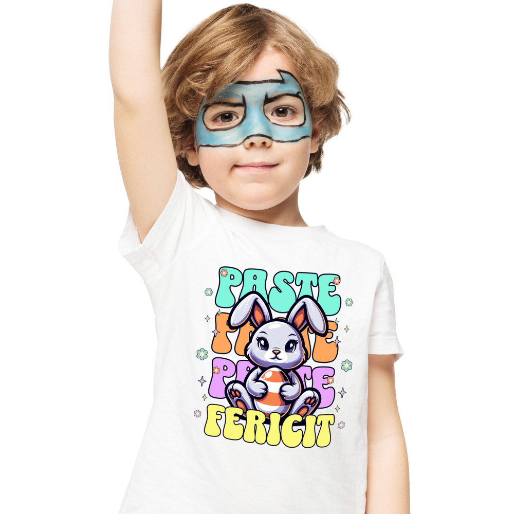 Tricou Femei, Barbati, Copii, Fata, Baiat, Unisex Personalizat "Iepure de Paște Vesel cu Ou Colorat – Paște Fericit și Sărbători Vesele" [2]