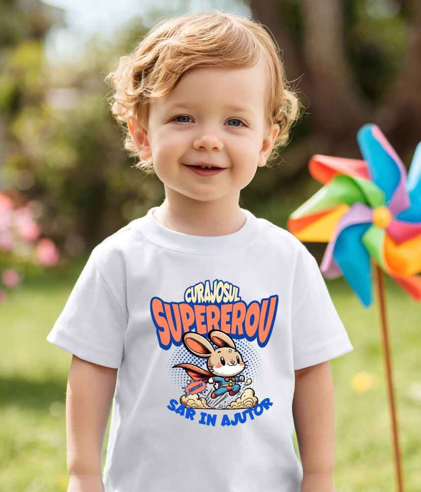 Tricou Femei, Barbati, Copii, Fata, Baiat, Unisex Personalizat Iepure În Costum De Super Erou Cu Pelerină Roșie – Cadou Personalizat Pentru Copii [4]