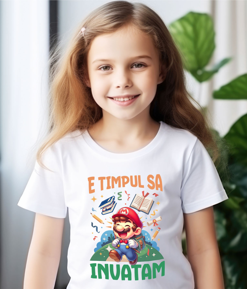 Tricou Copii cu Incepem Sa Invatam Cu Minecraft: Distractie Pe Fiecare Bloc 100% Bumbac, Alb, 8 Ani [4]