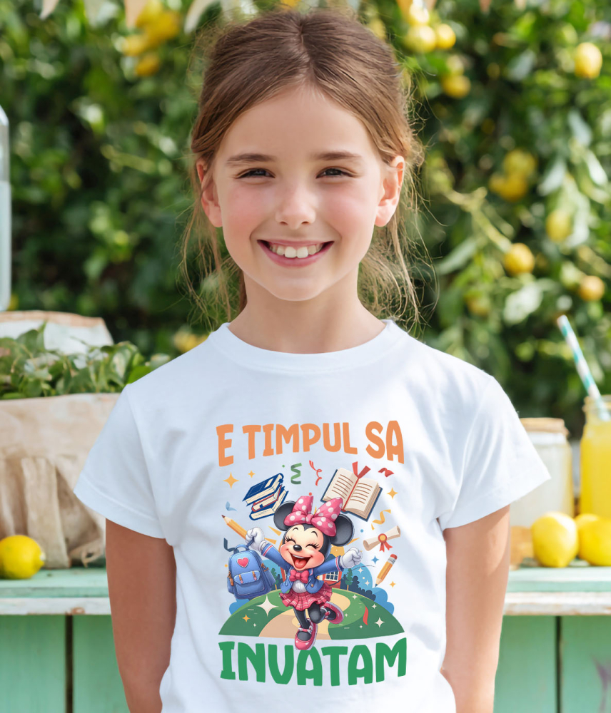 Tricou Copii cu Începem Să Învățăm Cu Minnie Mouse: Lecții De Neuitat 100% Bumbac, Alb, 12 Ani [4]