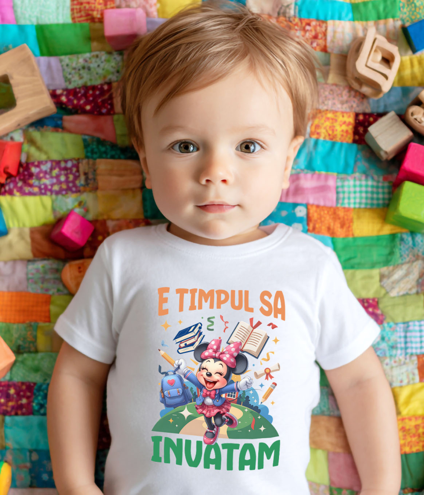 Tricou Copii cu Începem Să Învățăm Cu Minnie Mouse: Lecții De Neuitat 100% Bumbac, Alb, 12 Ani [3]