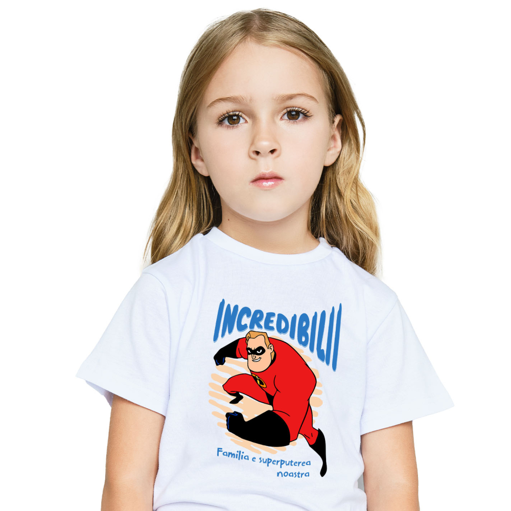 Tricou Copii cu Incredibilii si misiunea suprema 100% Bumbac, Alb, 12 Ani [2]