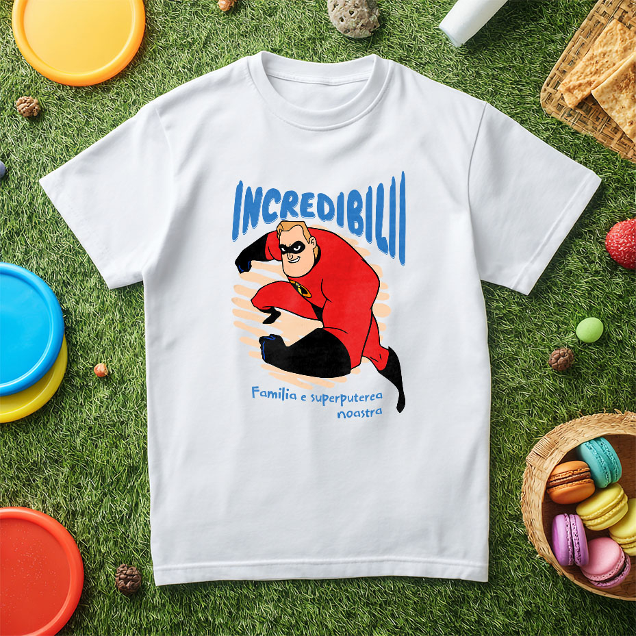 Tricou Copii cu Incredibilii si misiunea suprema 100% Bumbac, Alb, 12 Ani [5]