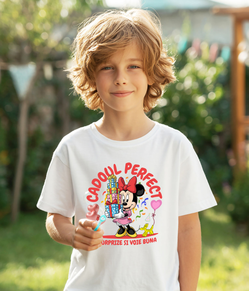 Tricou Copii cu Inima Fermecata a lui Minnie - Cadou pentru O Zi Speciala 100% Bumbac, Alb, 6 Ani [4]