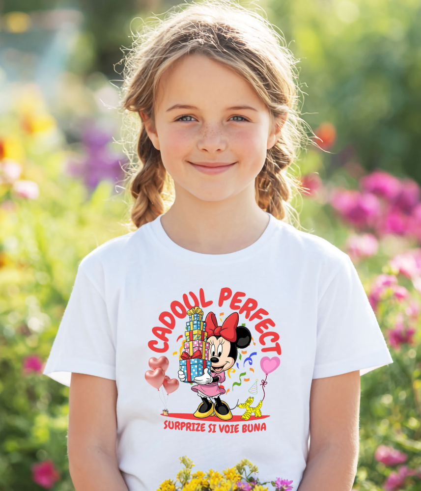 Tricou Copii cu Inima Fermecata a lui Minnie - Cadou pentru O Zi Speciala 100% Bumbac, Alb, 6 Ani [3]