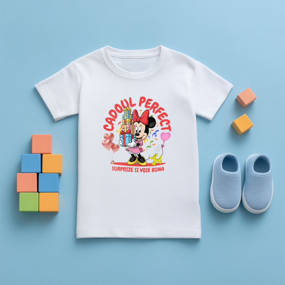 Tricou Copii cu Inima Fermecata a lui Minnie - Cadou pentru O Zi Speciala 100% Bumbac, Alb, 6 Ani [5]