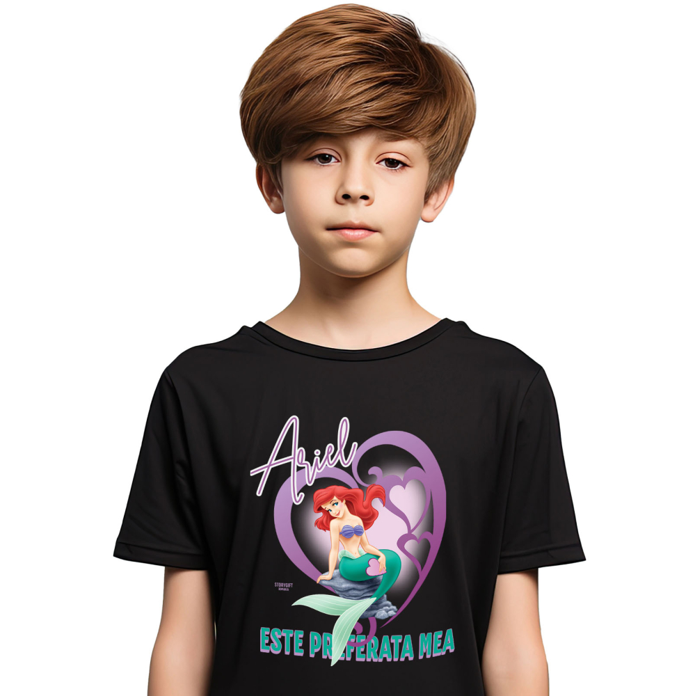 Tricou Copii cu Inima si Visul Ariellei 100% Bumbac, Negru, 10 Ani [2]