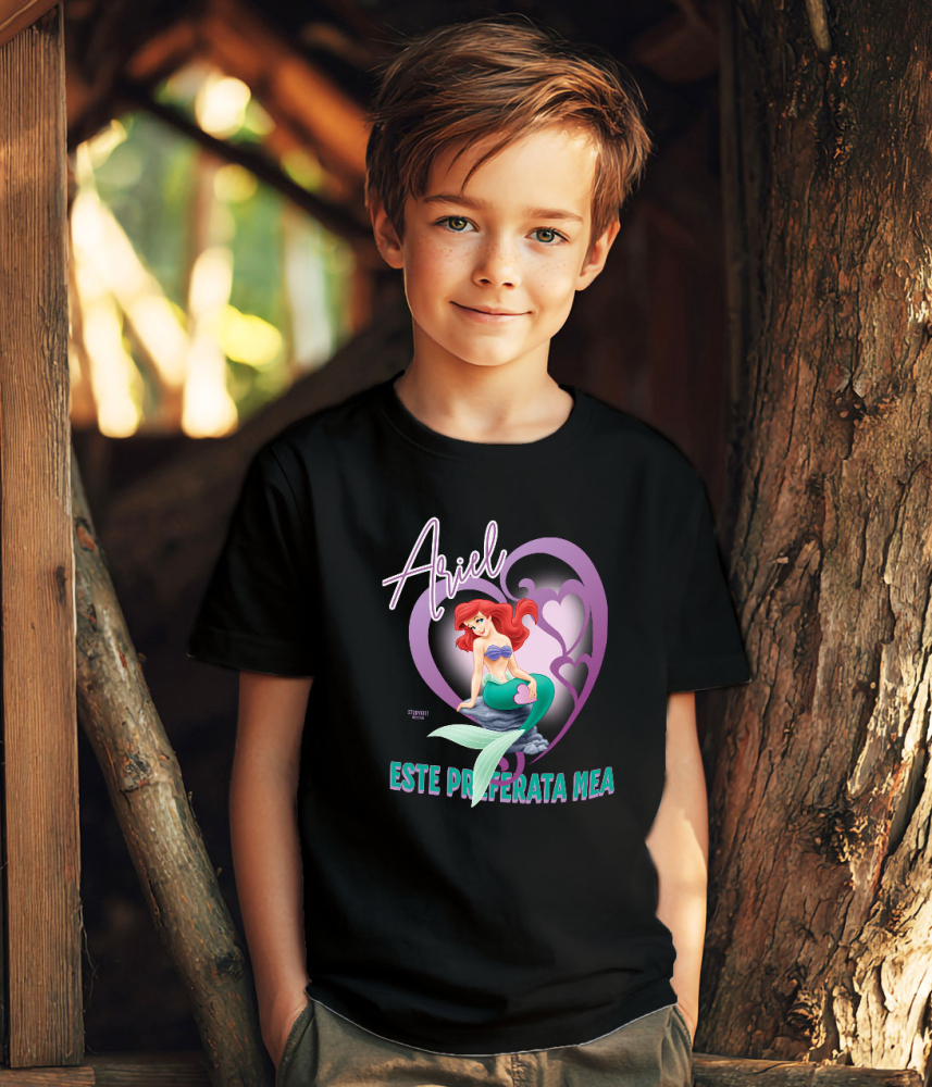 Tricou Copii cu Inima si Visul Ariellei 100% Bumbac, Negru, 10 Ani [3]