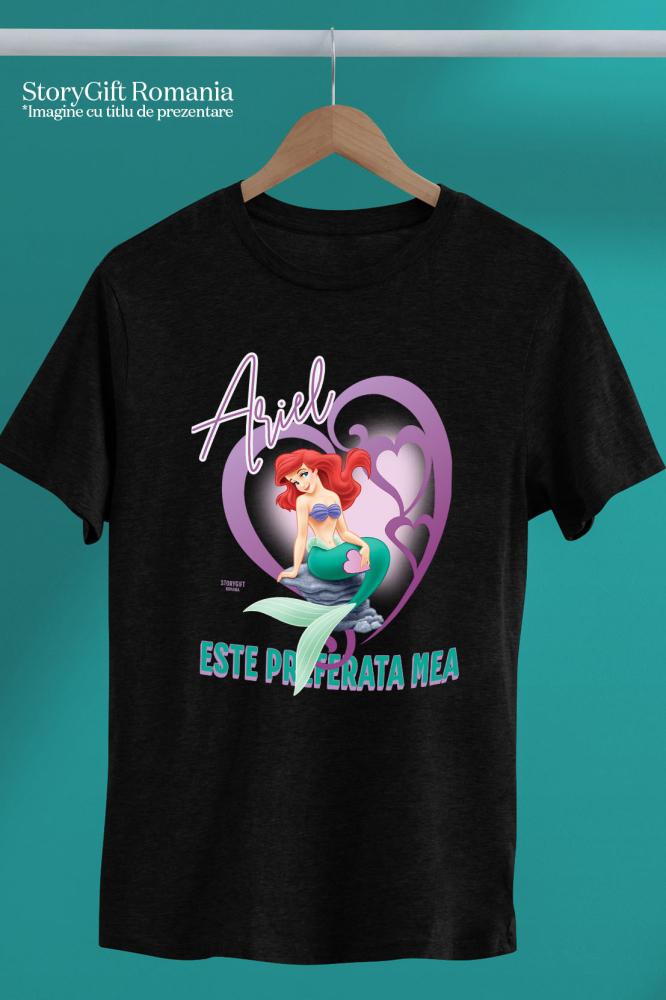 Tricou Copii cu Inima si Visul Ariellei 100% Bumbac, Negru, 10 Ani [5]