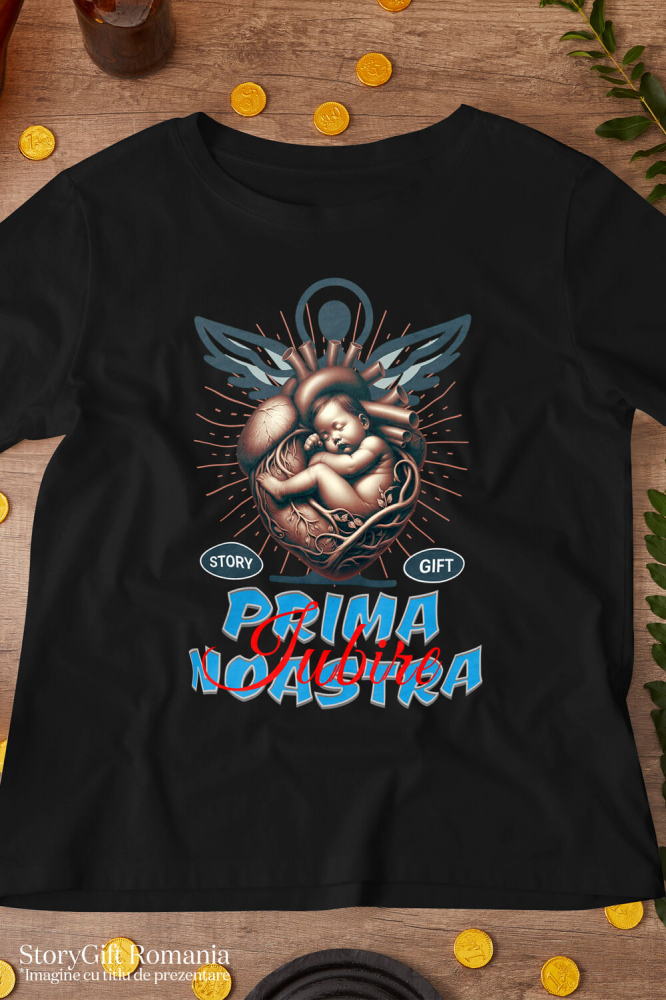 Tricou Femei, Barbati, Copii, Fata, Baiat, Unisex Personalizat "Inima Umană și Bebe – Cadouri Personalizate pentru Mama și Copii cu Mesajul Primei Iubiri" [3]