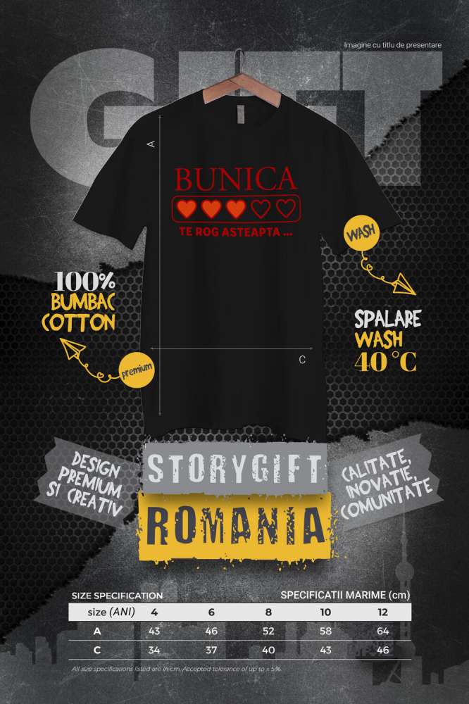 Tricou Femei, Barbati, Copii, Fata, Baiat, Unisex Personalizat Inimioare Umplute Personalizate | Cadou Special pentru Bunica [4]
