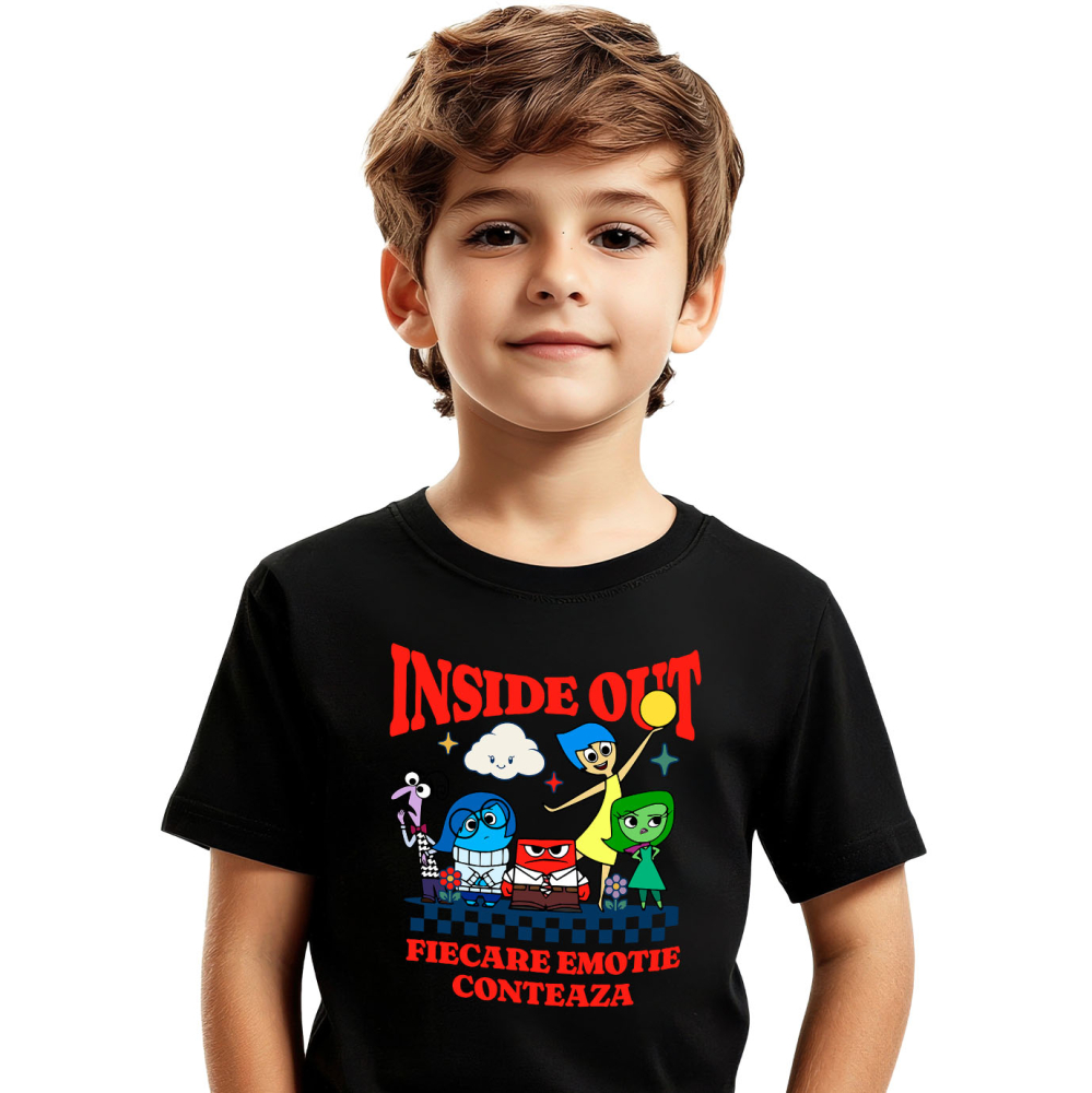 Tricou Copii cu Inside Out – aventuri emotionale 100% Bumbac, Negru, 10 Ani [2]
