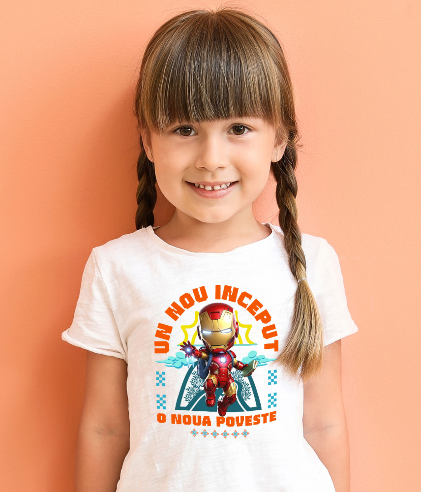 Tricou Copii cu Iron Man – Cunoaștere și Inovație La Primii Pași 100% Bumbac, Alb, 10 Ani [4]