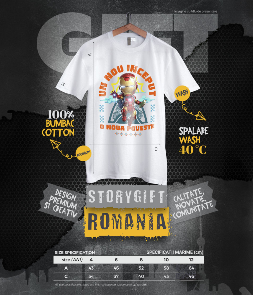 Tricou Copii cu Iron Man – Cunoaștere și Inovație La Primii Pași 100% Bumbac, Alb, 10 Ani [6]