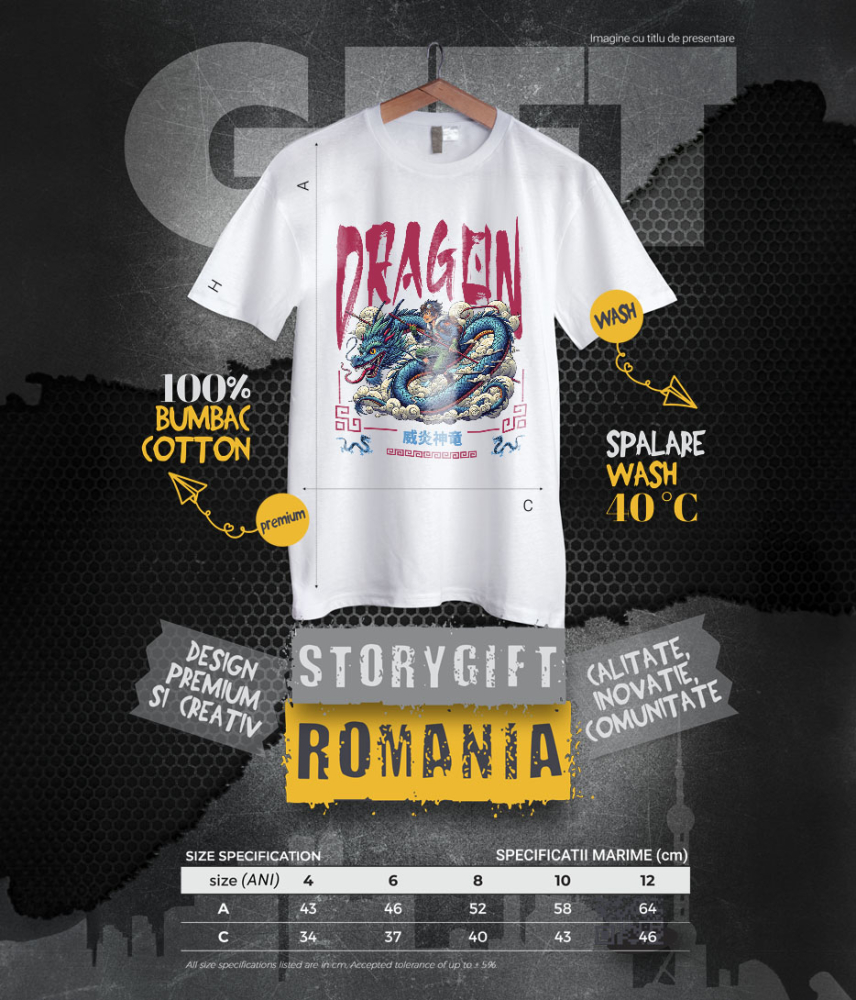 Tricou Femei, Barbati, Copii, Fata, Baiat, Unisex Personalizat Cultura Chinezească Dragon Stil Șarpe Cu Aventurist - Cadouri Personalizate pentru Familie, Copii, Tati și Prieteni [6]