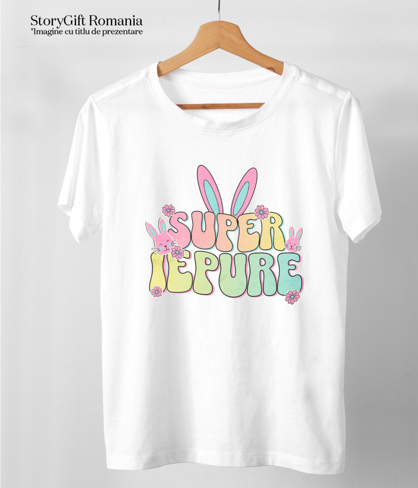 Tricou Femei, Barbati, Copii, Fata, Baiat, Unisex Personalizat "Iubitorii de Iepuri cu Urechi Lungi Colorate - Cadou Paște pentru Copii" [5]