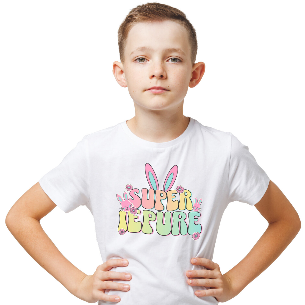 Tricou Femei, Barbati, Copii, Fata, Baiat, Unisex Personalizat "Iubitorii de Iepuri cu Urechi Lungi Colorate - Cadou Paște pentru Copii" [1]