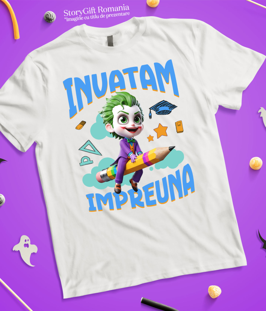 Tricou Copii cu Joker – Invata prin Joaca 100% Bumbac, Alb, 10 Ani [5]