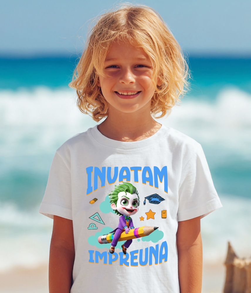 Tricou Copii cu Joker – Invata prin Joaca 100% Bumbac, Alb, 10 Ani [4]