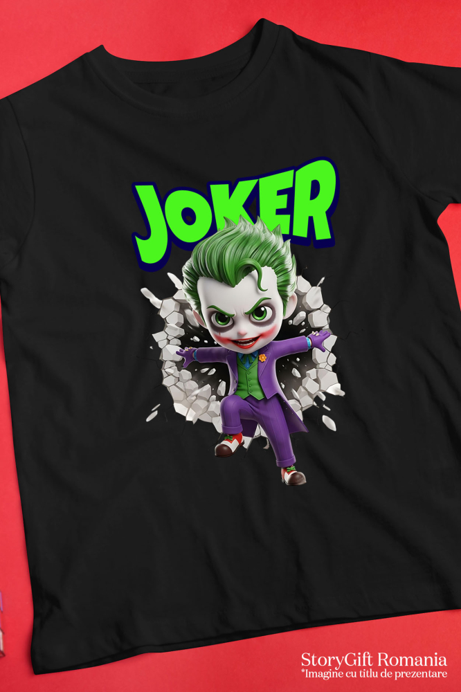 Tricou Copii cu Joker - Povestea unui Războinic al Haosului în Cadru 100% Bumbac, Negru, 12 Ani [5]