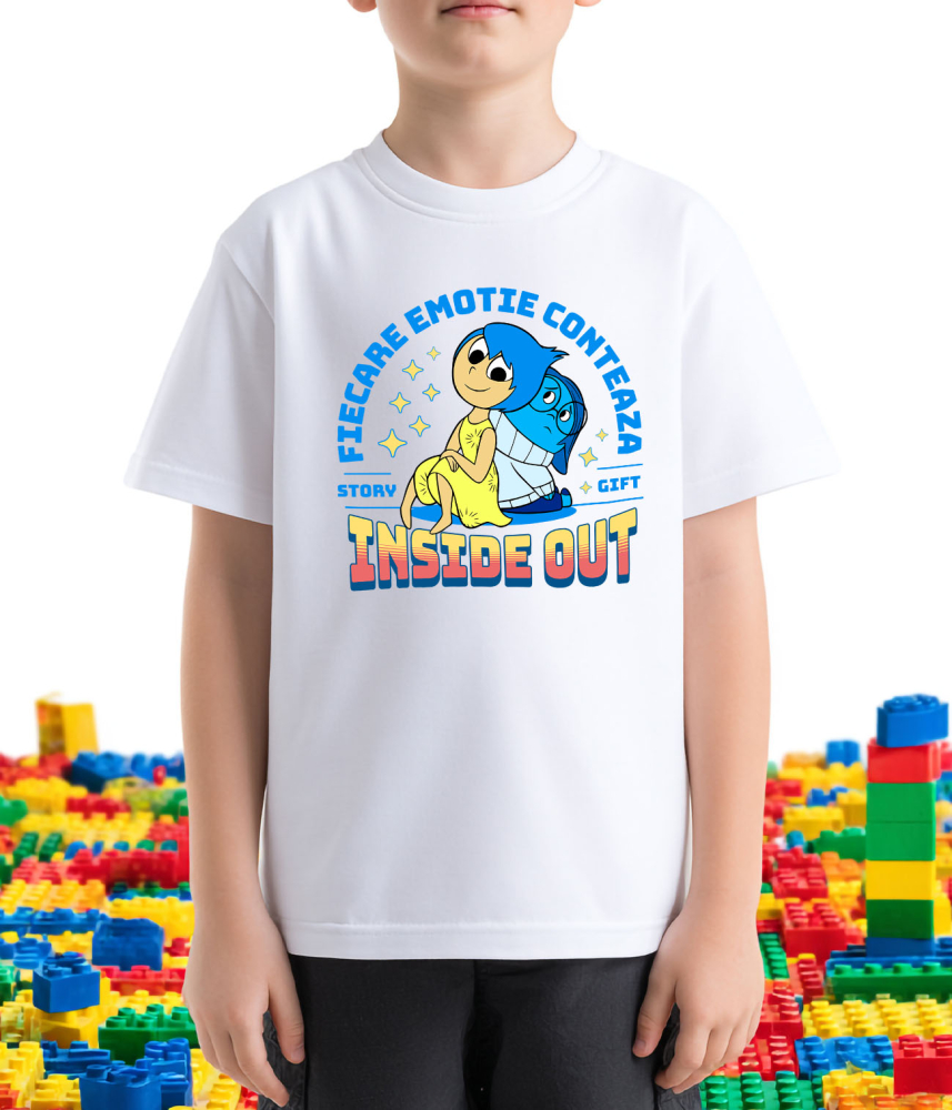 Tricou Copii cu Joy si Sadness – echilibrul perfect 100% Bumbac, Alb, 8 Ani [3]