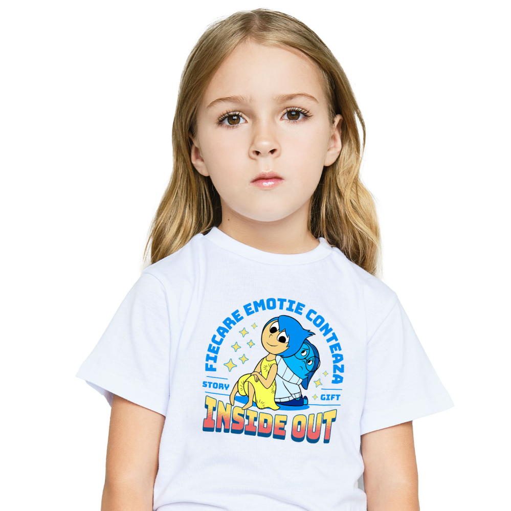 Tricou Copii cu Joy si Sadness – echilibrul perfect 100% Bumbac, Alb, 8 Ani [2]